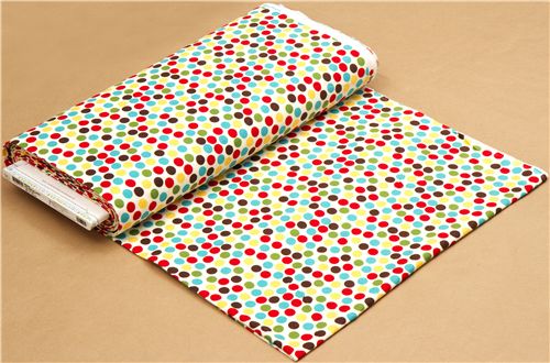 off-white flannel fabric colourful dots by Robert Kaufman 3