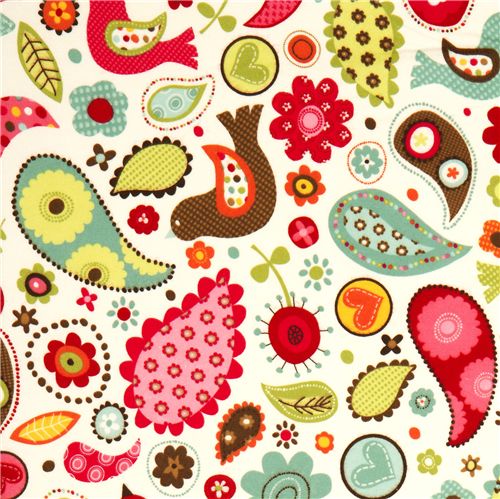 off-white flower bird flannel fabric by Robert Kaufman Fabric