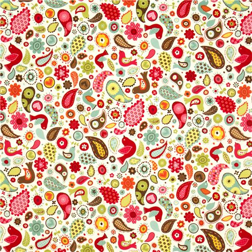 off-white flower bird flannel fabric by Robert Kaufman 2