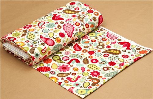 off-white flower bird flannel fabric by Robert Kaufman 3