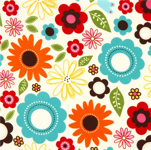 naturfarbener Blumen Flanellstoff von Robert Kaufman Stoff