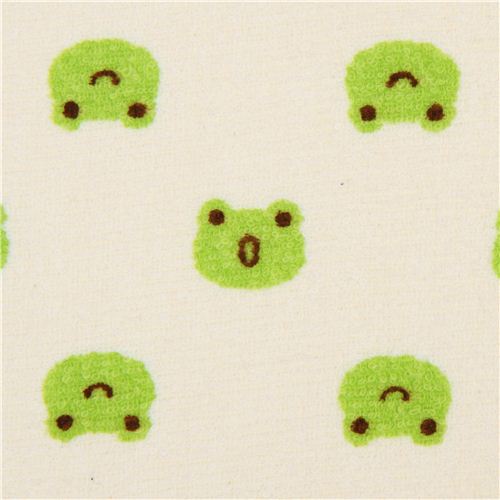 Tissu en serviette ponge cru motif grenouilles Cosmo Japon Tissu
