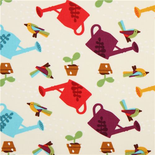 Tela blanco roto de algodn con regaderas Timeless Treasures Tela