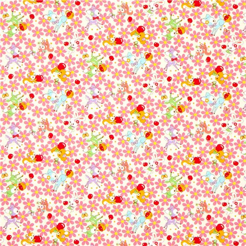 off-white kawaii fabric fawn flowers from Japan 2