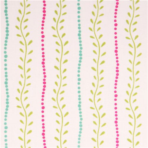 cremeweier Blattranke Blumen Stoff Lily Quilting Treasures Stoff