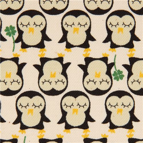 off-white penguin Kokka oxford fabric from Japan Fabric