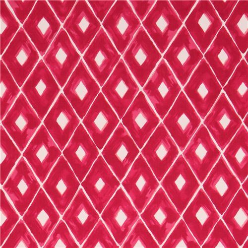Chutes de tissu de (23 x 110 cm) - Tissu �cru avec des jolis losanges rose fonc�, import� du Japon 3