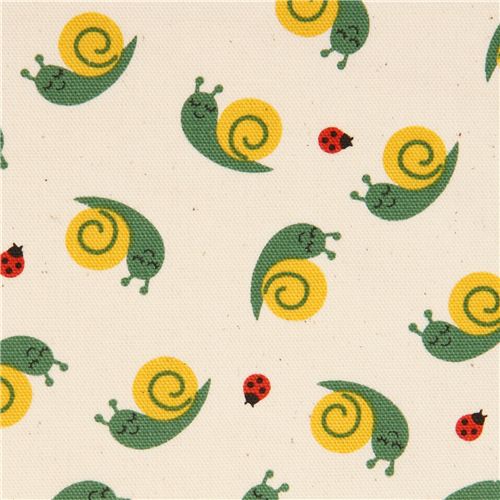 Tissu Oxford écru avec des escargots, Kokka Tissu