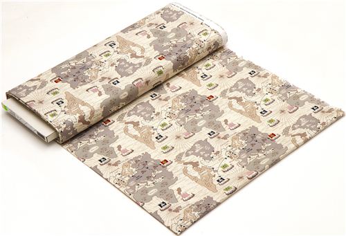 off-white viking organic fabric with map boat route USA 3