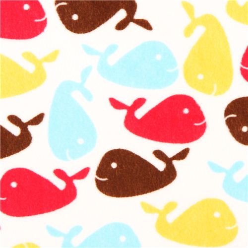 off-white whale minky fabric fleece plush Robert Kaufman Fabric