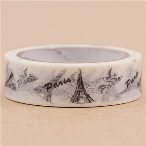 Weies Eiffelturm Vogel Washi Klebeband Dekoband 2
