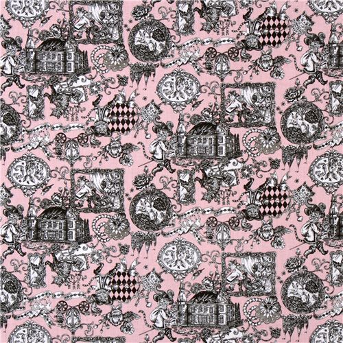 old rose Puss in Boots fairy tale fabric by Kokka Japan 2