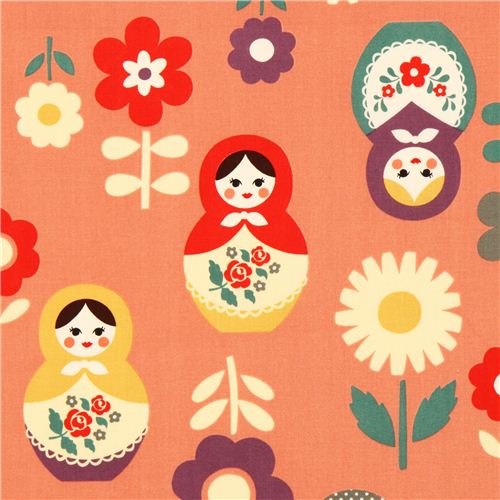 old rose big babushka fabric matryoshka dolls Kokka
