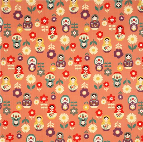 old rose big babushka fabric matryoshka dolls Kokka 0