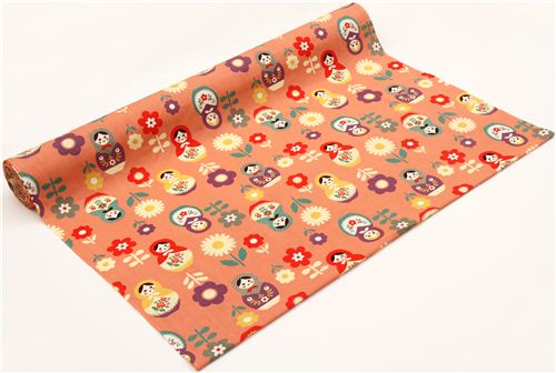 old rose big babushka fabric matryoshka dolls Kokka 0