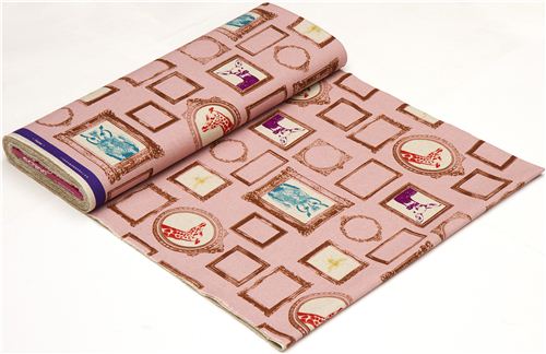 old rose echino canvas fabric Frame owl giraffe deer 3