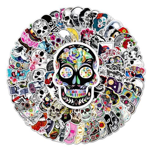 Old School Skulls gestanzte Aufkleberpackung 50 einzigartige Designs Zuckerschdel