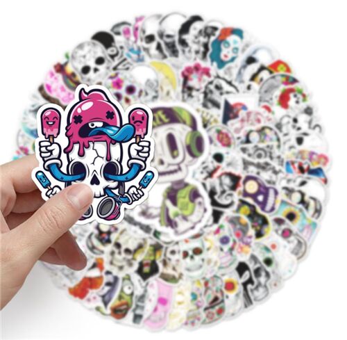 Old School Skulls gestanzte Aufkleberpackung 50 einzigartige Designs Zuckerschdel 2