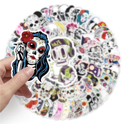 Old School Skulls gestanzte Aufkleberpackung 50 einzigartige Designs Zuckerschdel 3
