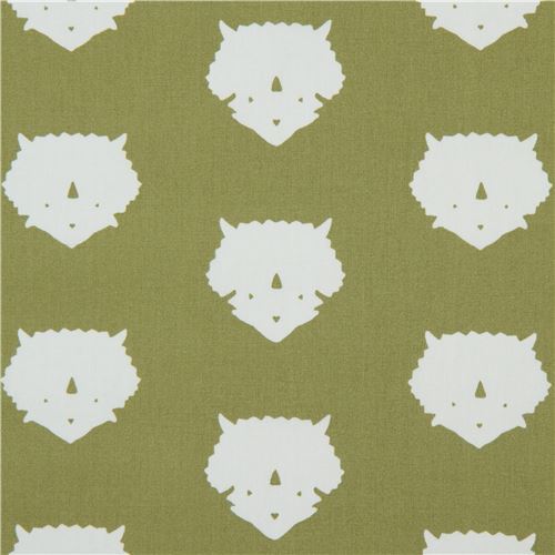 tessuto verde oliva triceratopi dinosauri animali Art Gallery Fabrics Tessuto