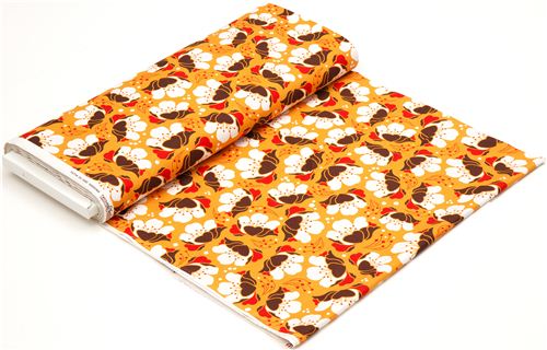 orange Gardenia flower fabric by Michael Miller USA 3