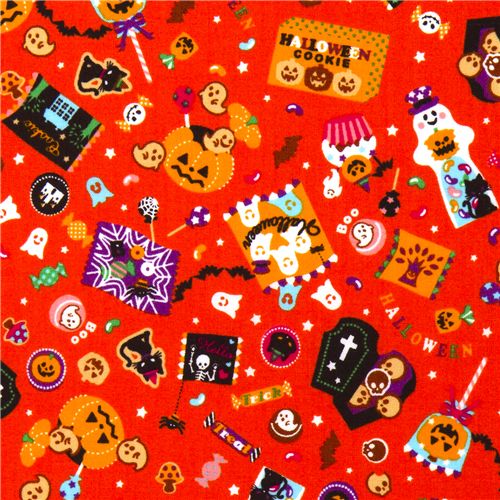 orange Halloween fabric candy ghosts pumpkin 2