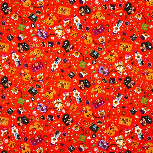 orange Halloween fabric candy ghosts pumpkin 3