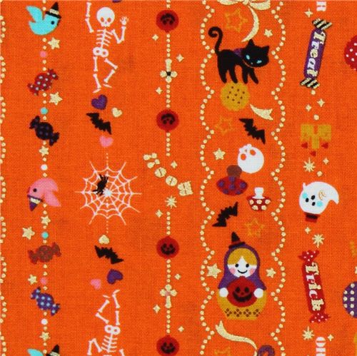 orange Halloween kawaii fabric matryoshka cat sweets 2
