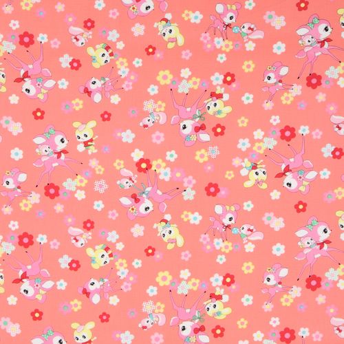 orange Japanese fabric deer squirrel bunnies 2