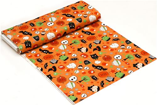orange Riley Blake Halloween fabric Dracula bat 3