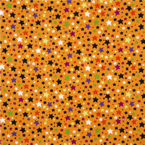 orange Riley Blake Halloween fabric colourful stars 2