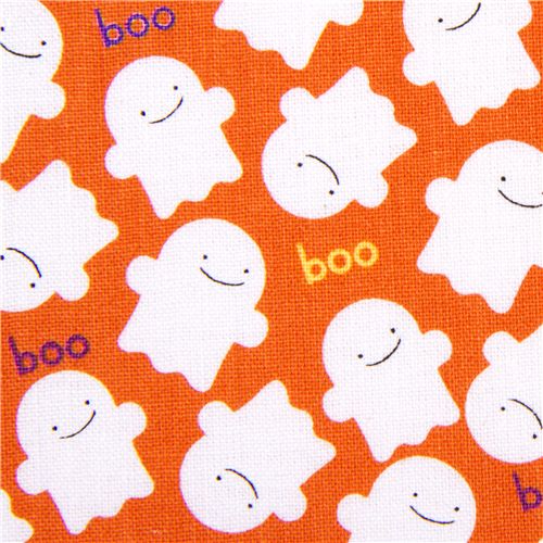 oranger Riley Blake Halloween Stoff weisse Geister Stoff