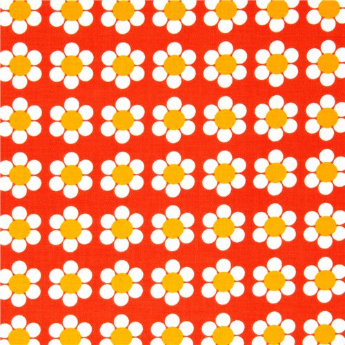 orange Robert Kaufman fabric with white flowers 2