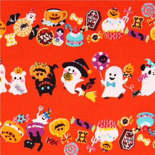 orange Trick or Treat ghost Cosmo Halloween fabric macaron Fabric