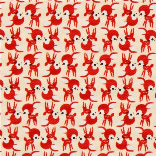 orange baby deer Kokka oxford cloth fabric Bambi Japan 2