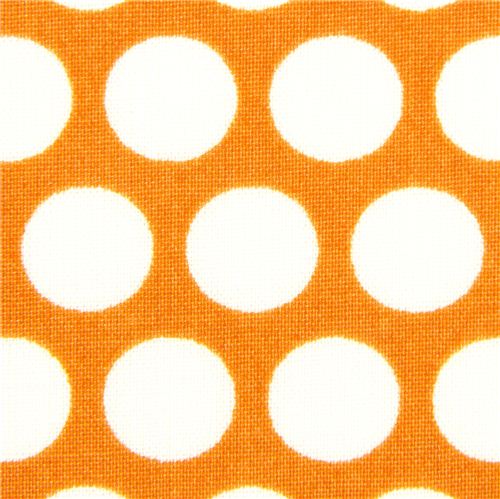 orange birch organic fabric with cream dots 1