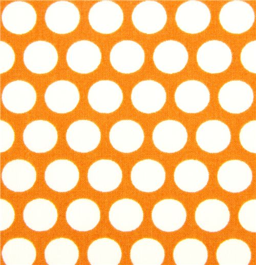 orange birch organic fabric with cream dots 2