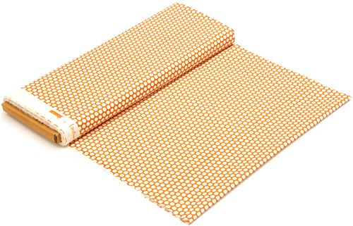 orange birch organic fabric with cream dots 3