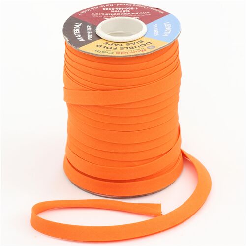 1m Cinta al bies de doblez doble naranja de media pulgada (1 - 1,2cm)