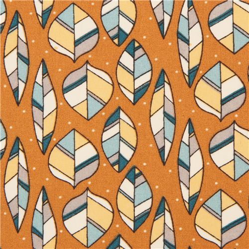 orange leaf pattern & dots organic fabric birch 'leaves' Fabric