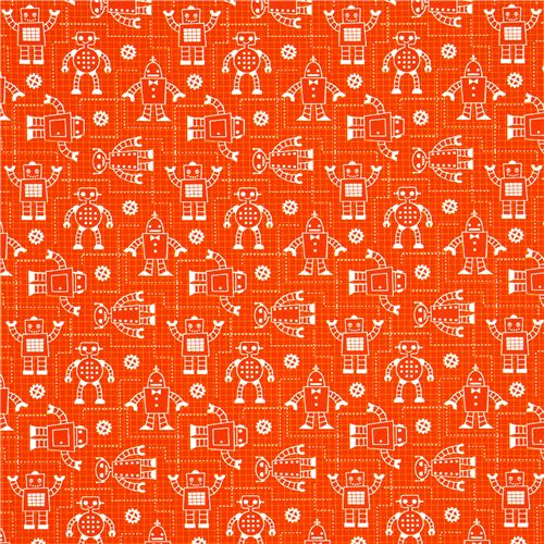 orangener Bio-Stoff mit Robotern von Robert Kaufman 2