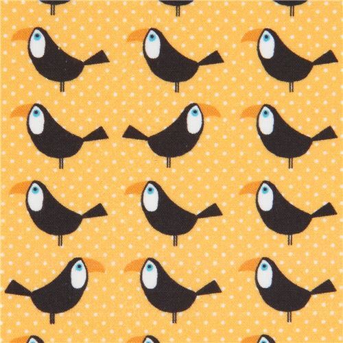 Orange Stoff mit Tukanen von Stof Fabrics Stoff