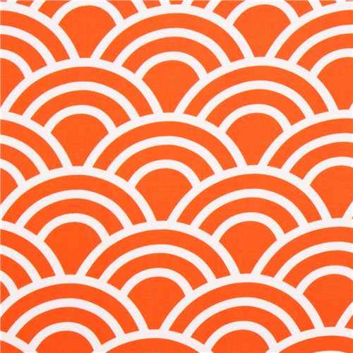 Tissu Michael Miller en satin de coton orange motif vagues Tissu