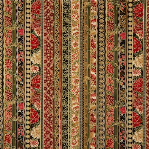 oriental stripes fabric with gold Robert Kaufman 2