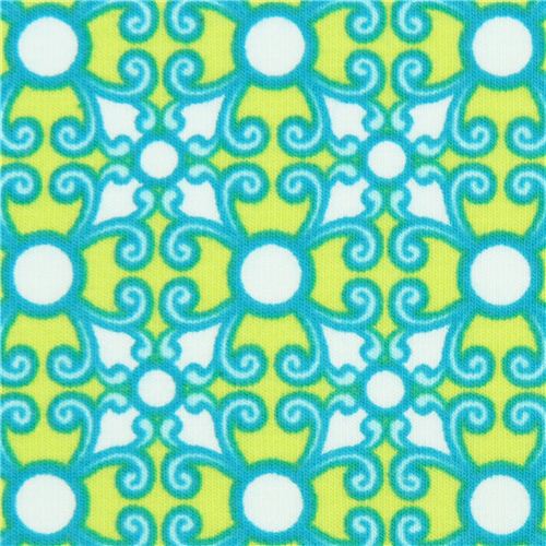 Tissu jersey Robert Kaufman, ornements de fleurs citron Tissu