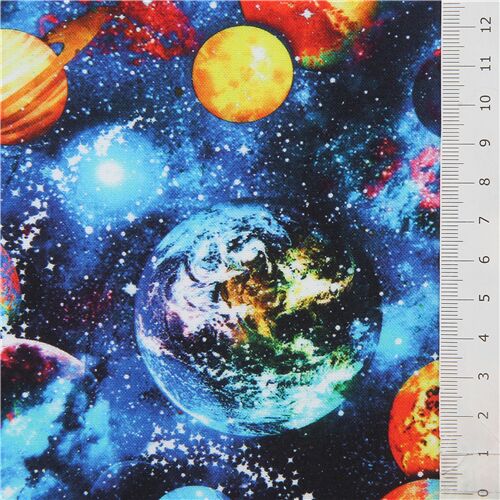 Remnant (44 x 112 cm) - outer space Timeless Treasures fabric with colorful planets 2