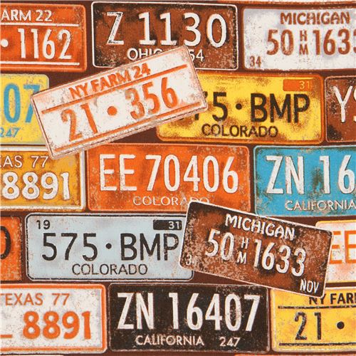 Oxfordgewebe mit Nummernschildern von Kokka Stoff