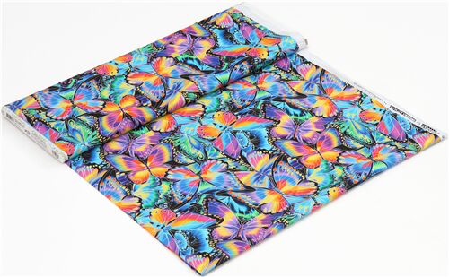 Rimanenza di (12 x 112 cm) - tessuto Robert Kaufman farfalle arancioni colorate  3