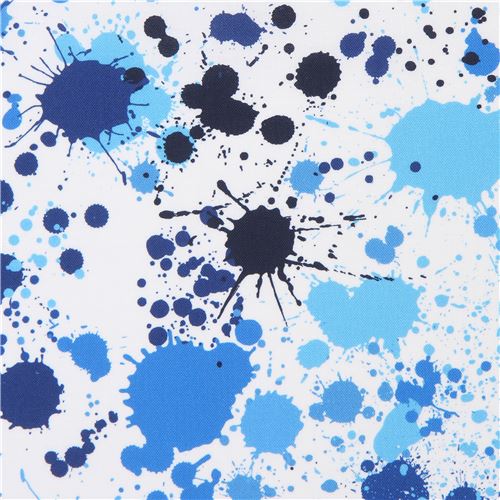 Weißer Stoff mit blauen Farbklecksen von Robert Kaufman Stoff