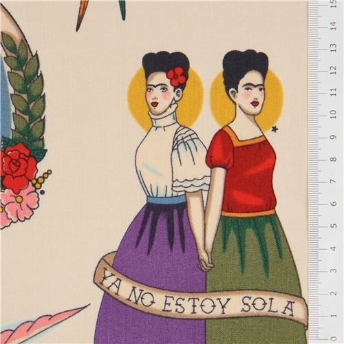 Chutes de tissu de (23 x 112 cm) - Tissu marron p�le par Alexander Henry avec Frida 11